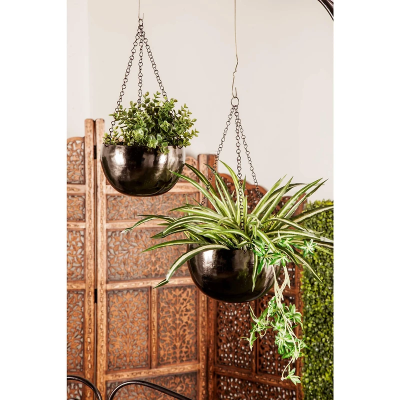 Black Metal Glam Hanging Planter Set