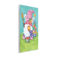 Stupell Industries Whimsical Gnome Painting Easter Eggs Festive Flowers Wall Plaque Art