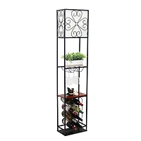 Elegant Designs™ 5ft. Black Organizer Storage Shelf and Wine Rack Floor Lamp