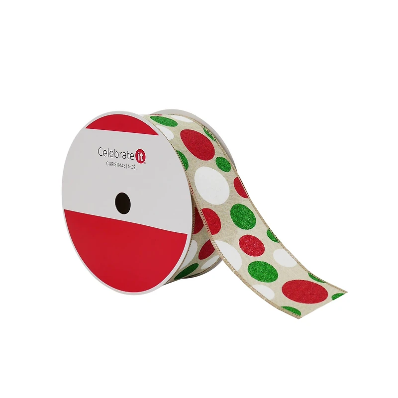2.5" x 80ft. Whimsy Dots Wired Jumbo Ribbon by Celebrate It®