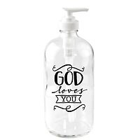 God Loves You Glass Soap Dispenser