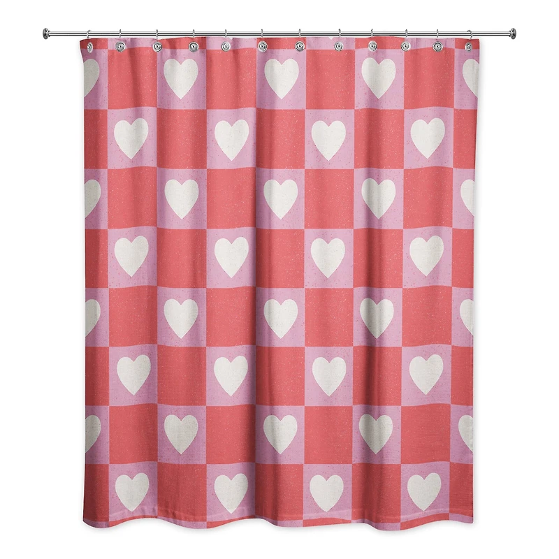 Heart Checkered Board 71" x 74" Shower Curtain