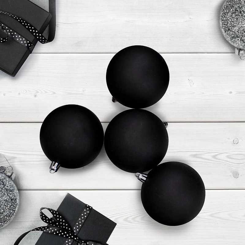32ct. 3.25" Matte Black Shatterproof Ball Ornaments