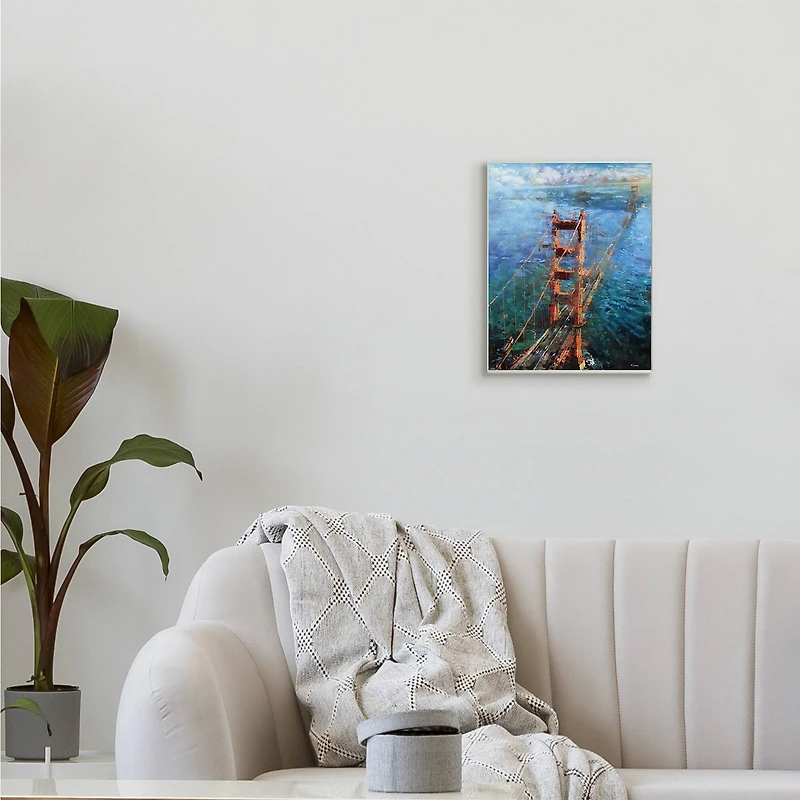 Stupell Industries Golden Gate Bridge Contemporary Abstract Aerial View Wall Plaque