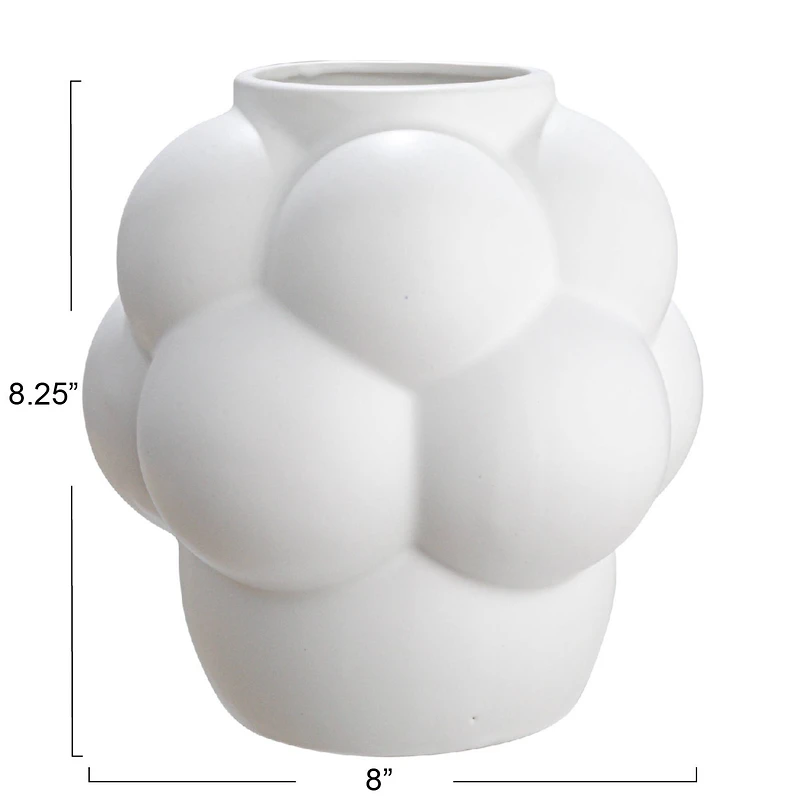 Hello Honey® 8" White Raised Dots Ceramic Vase