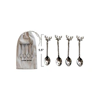 Hello Honey® 5.5" Nickel Finish Reindeer Handle Coffee Spoon Set