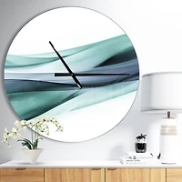 Designart Fractal Lines Gray Blue Wall Clock