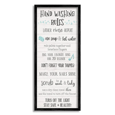 Stupell Industries Hand Washing Rules Bathroom Guide Positive Hygiene Framed Wall Art