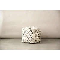 Hello Honey® 16" White Moroccan Wedding Quilt Pouf with Fringe & Sequins