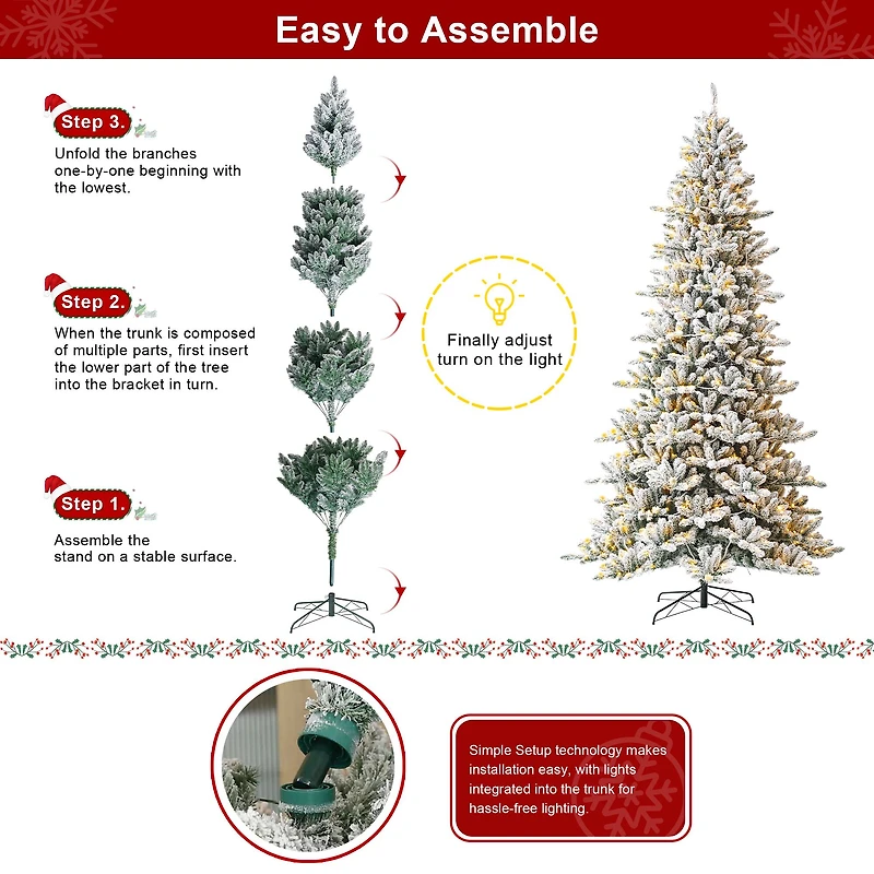 9ft. Pre-Lit Fir Artificial Christmas Tree, Warm White LED Lights