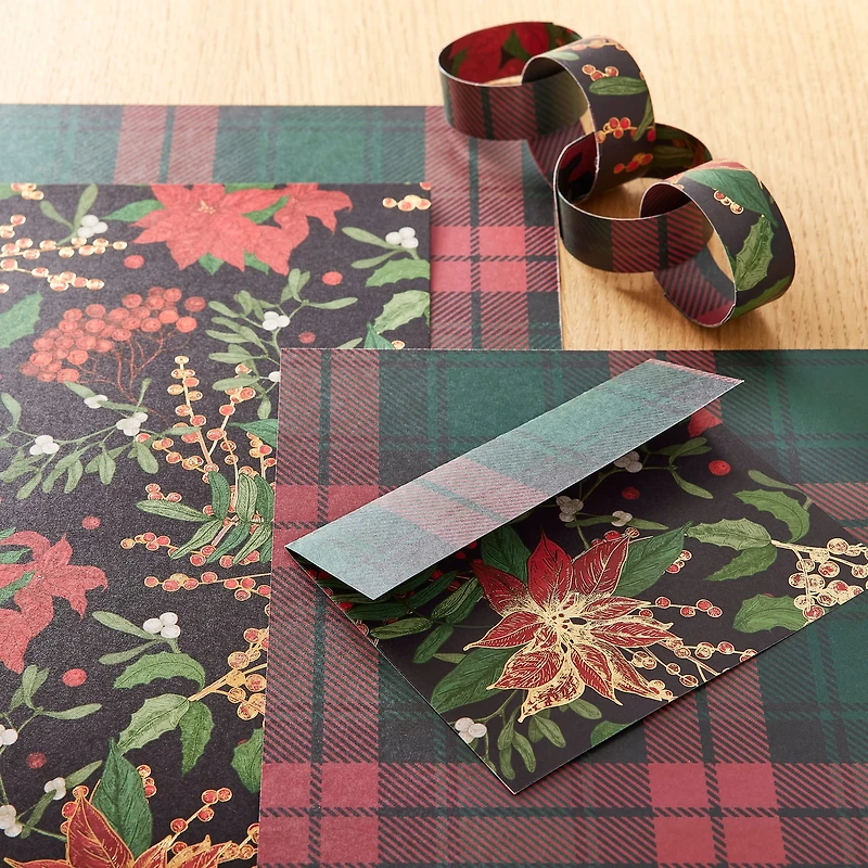 Poinsettia Plaid Double-Sided Cardstock Paper by Recollections™, 12" x 12"