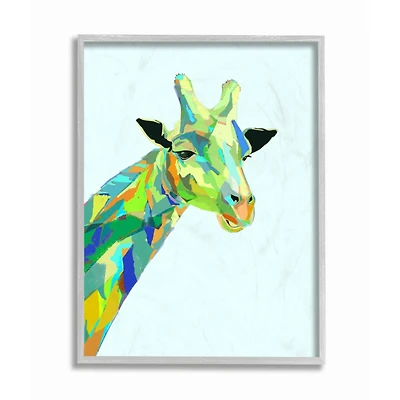 Stupell Industries Giraffe Abstract Shapes Wall Art in Gray Frame