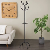 72" Black Metal 8 Hook Coat Rack with Ached Legs