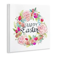 Stupell Industries Happy Easter Vivid Pink Floral Blossom Border Wall Plaque Art