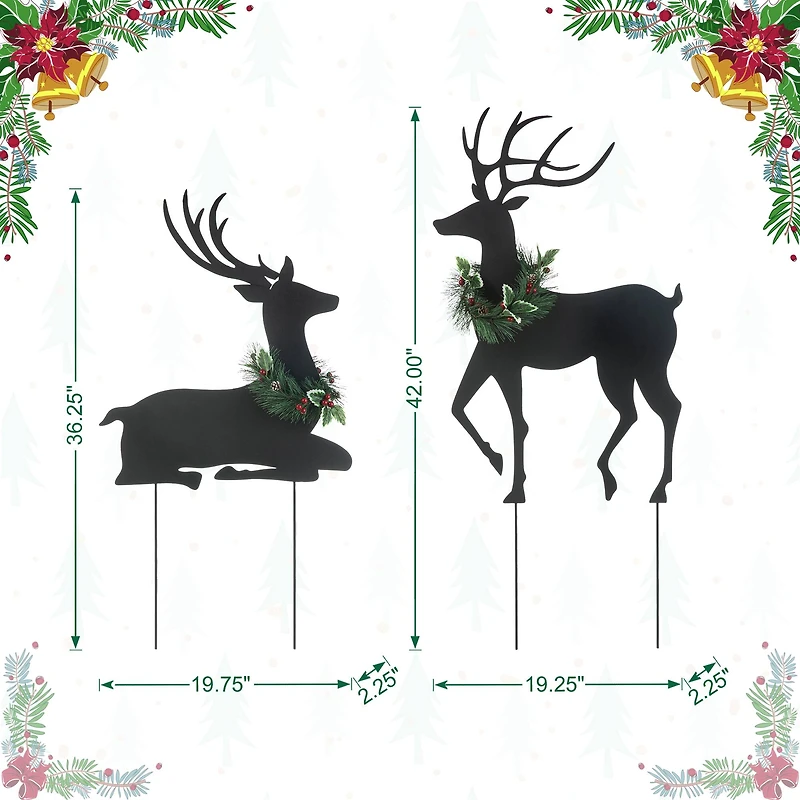 Glitzhome® Metal Reindeer Silhouette Yard Stake Set