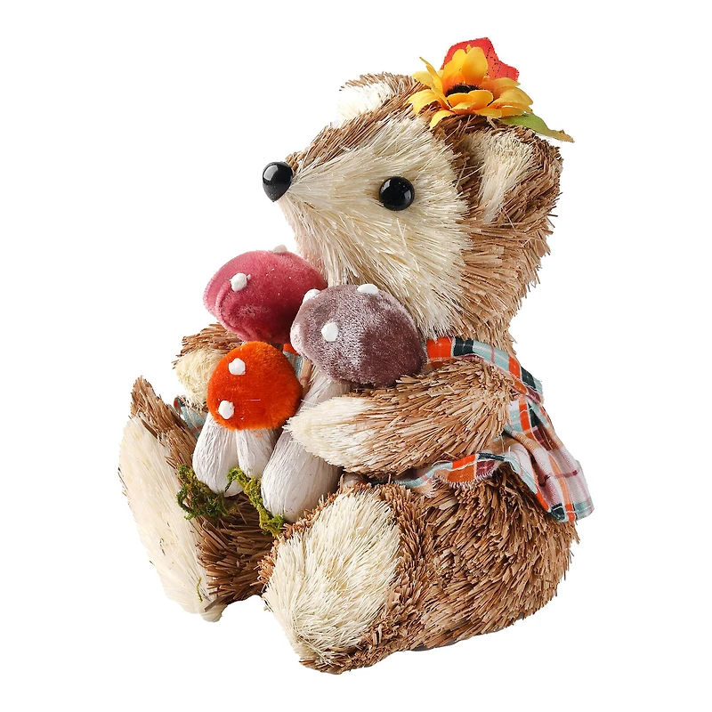 6.75" Sitting Fox with Mushrooms Natural Décor by Ashland®