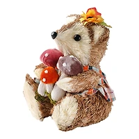 6.75" Sitting Fox with Mushrooms Natural Décor by Ashland®