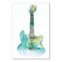 Blue And Yellow Guitar 24" x 36" Canvas Wall Art
