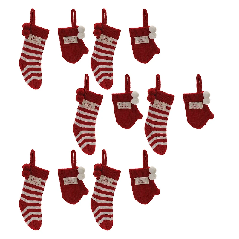 Knit Stocking & Mitten Sentiment Ornament Set