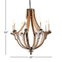 Brown Wood Rustic Candle Chandelier, 28" x 25" x 25"