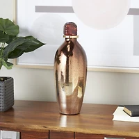 14" Gold, Beige & Copper Glass Speckled Ombre Decorative Jar with Textured Top Knob