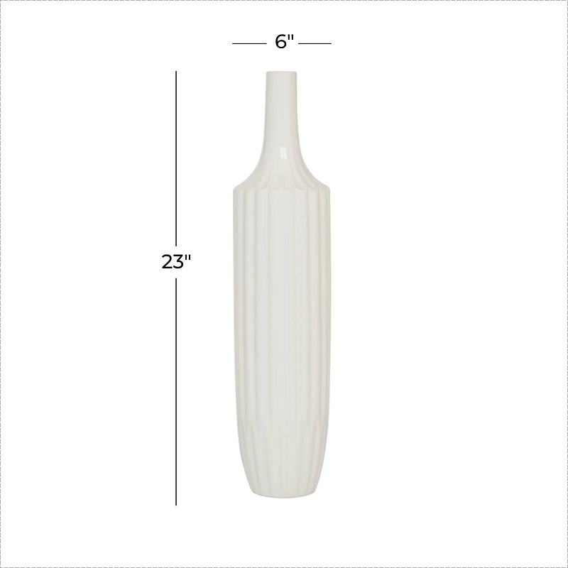 23" White Ceramic Modern Vase