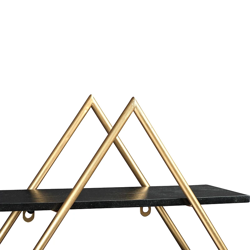 Hello Honey® Wood & Gold Diamond Wall Shelf