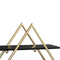 Hello Honey® Wood & Gold Diamond Wall Shelf