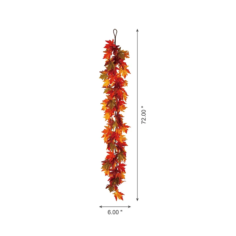Glitzhome® 6ft. Fall Lighted Maple Leaves Garland