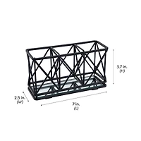 Home Details 3-Compartment Cosmetic Brush & Pencil Holder