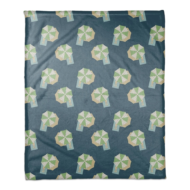Umbrella Pattern Coral Fleece Blanket
