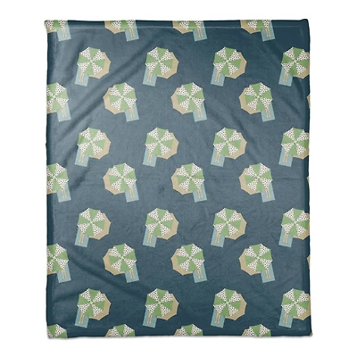 Umbrella Pattern Coral Fleece Blanket