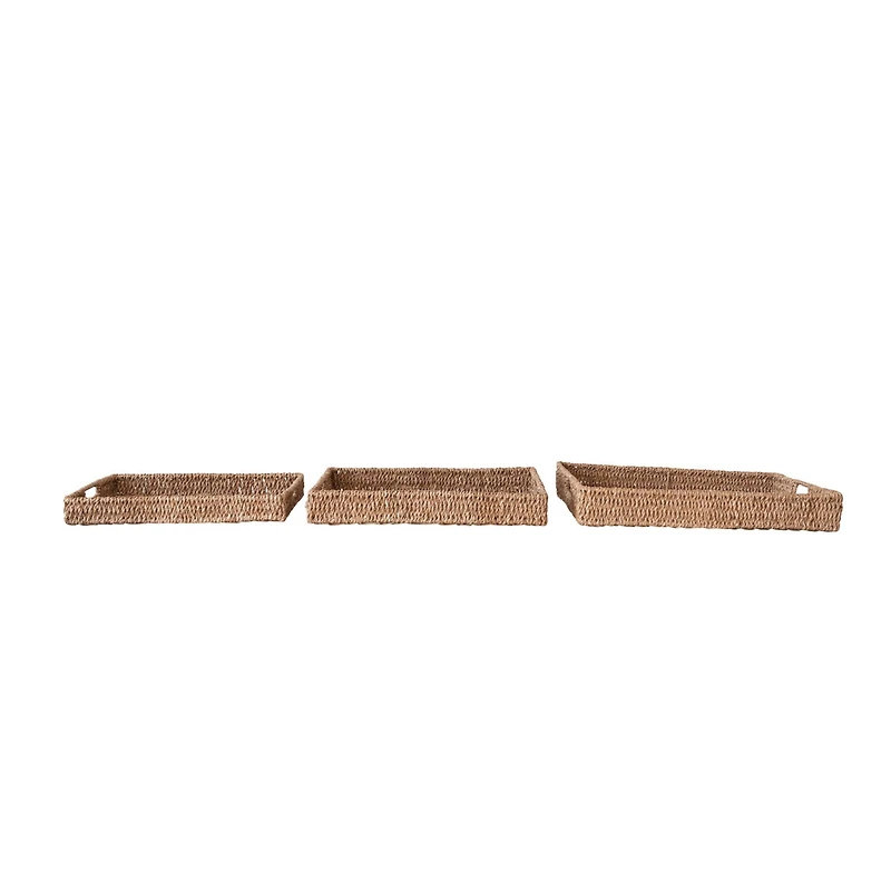 Hello Honey® Natural Decorative Hand-Woven Bankuan Trays with Handles