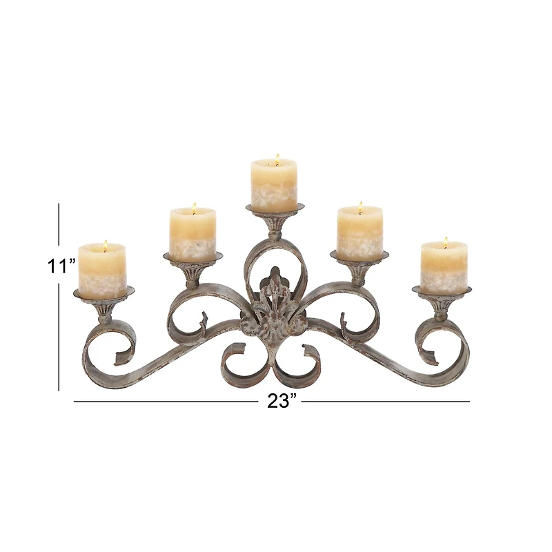 23'' Gray Iron Rustic Candle Holder