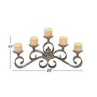 23'' Gray Iron Rustic Candle Holder