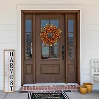 24" Orange & Green Berry & Pumpkin Fall Harvest Wreath