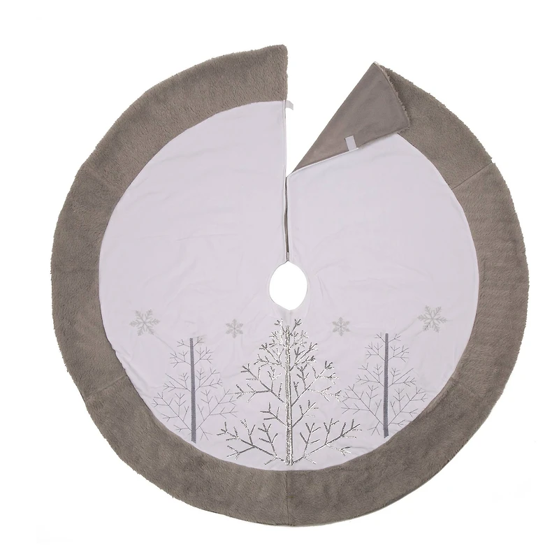 Glitzhome® 48" White Fleece Christmas Tree Skirt