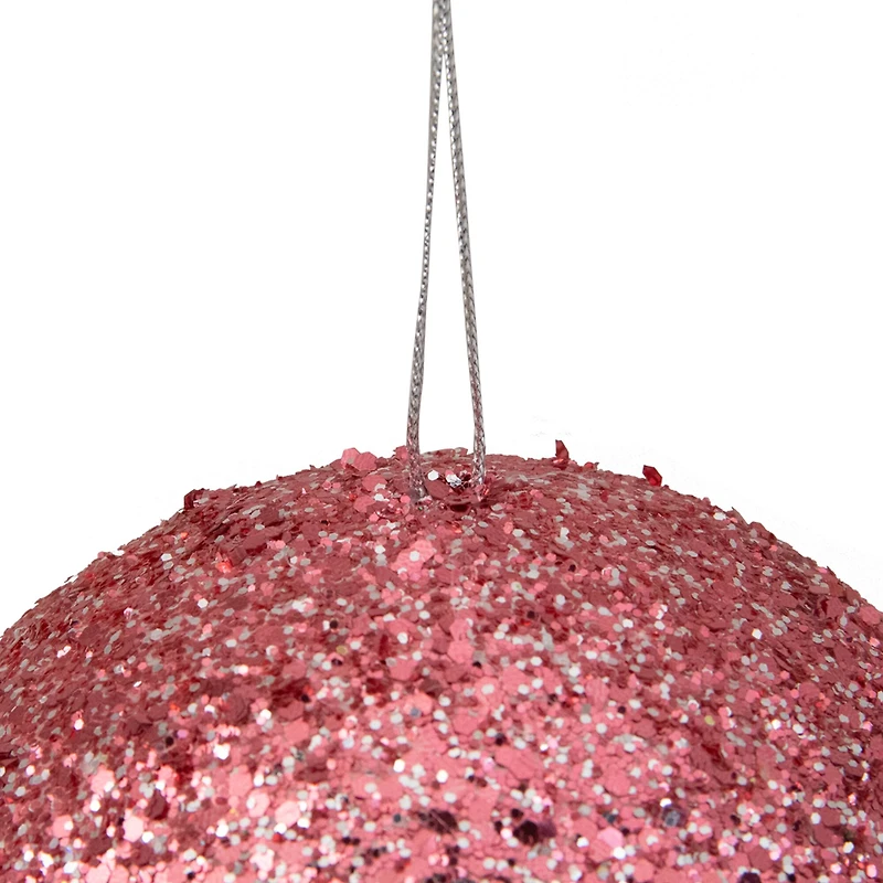 6" Glittery Pink Sequin Ball Ornament