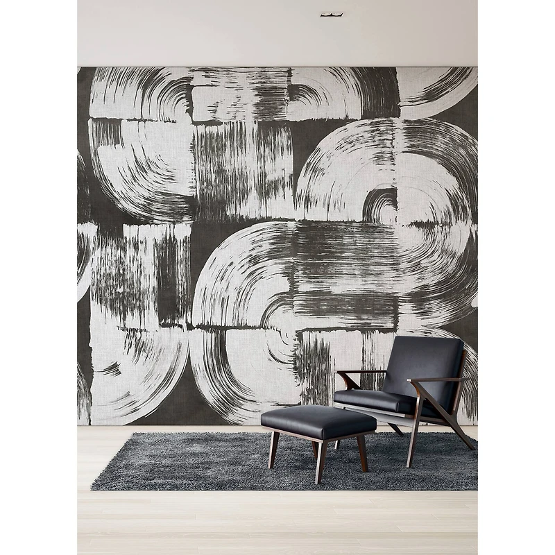 Katie Hunt Charcoal Gray Brushstrokes Wall Mural