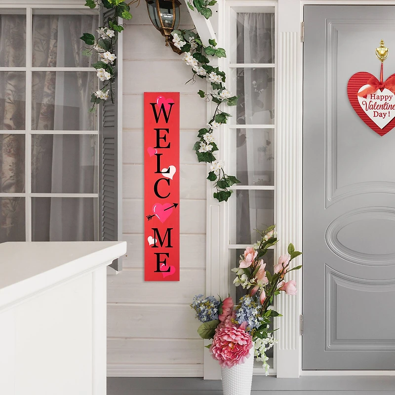 Glitzhome® 36" Valentine's Wooden Welcome Porch Sign