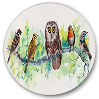 Designart - Owl On A Branch With Bird Friends