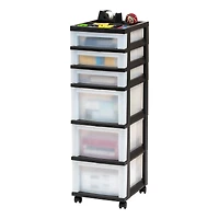IRIS Black 6-Drawer Storage Cart With Organizer Top