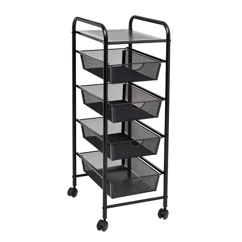 Honey Can Do Black 4-Drawer Rolling Cart