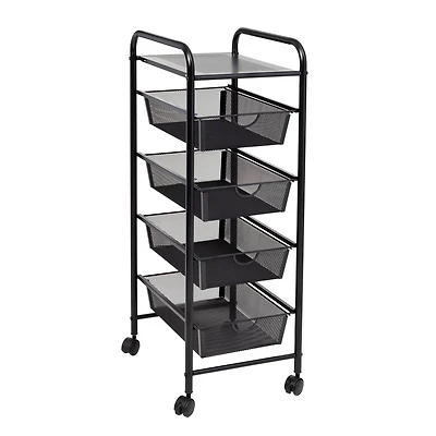 Honey Can Do Black 4-Drawer Rolling Cart