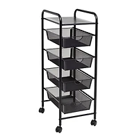 Honey Can Do Black 4-Drawer Rolling Cart