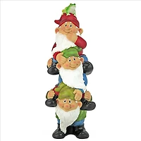 Design Toscano 16" Tower of Three Gnomes & Frog Statue