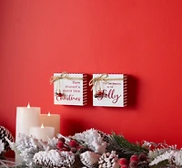 Metal Christmas Sentiment Sign with Bell Accents, Set of 2