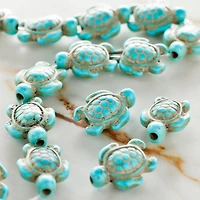 Turquoise Dyed Reconstituted Stone Turtle Beads, 18mm by Bead Landing™