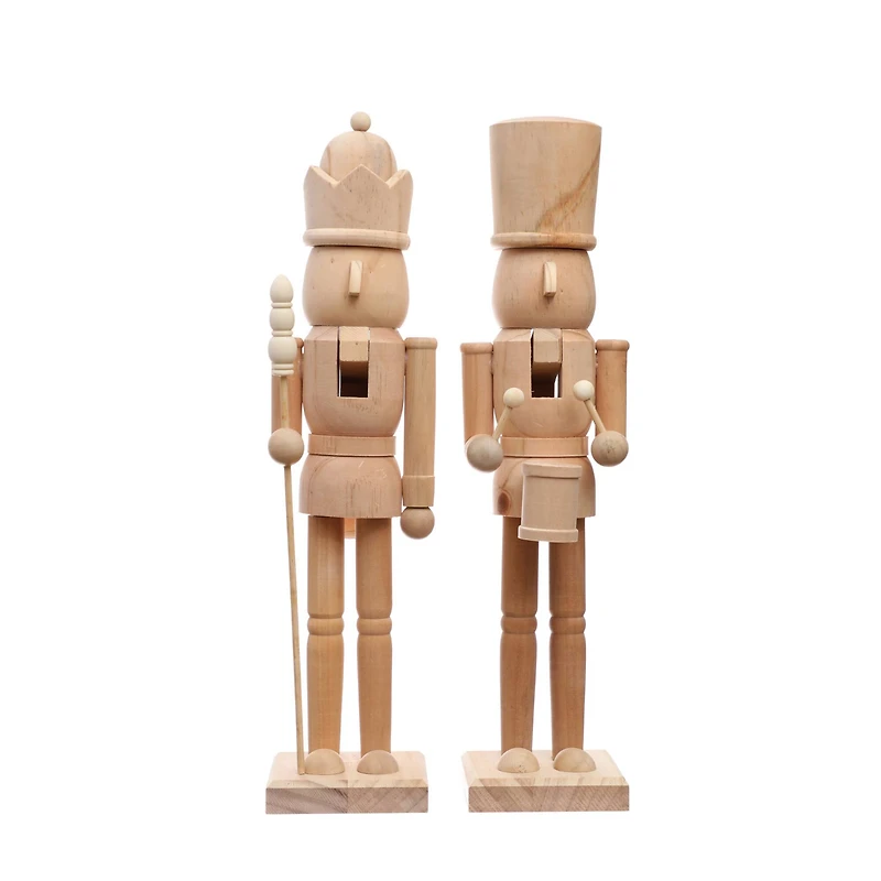 Hello Honey® 15" Natural Wood Nutcracker Sculpture Set