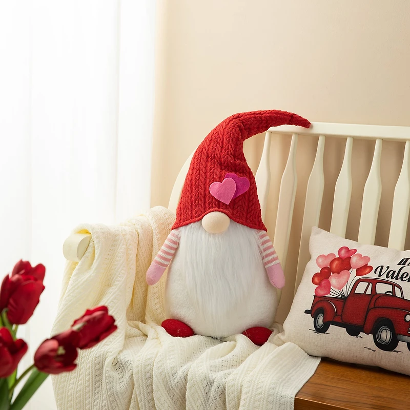 Glitzhome® 25.5" Valentine's Standing Fabric Gnome Décor